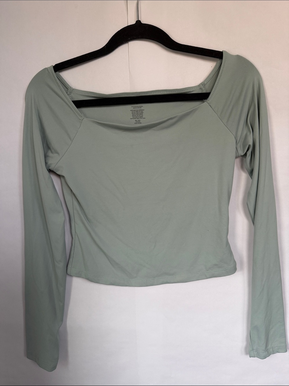 Pink Rose Sage Green Long Sleeve Scoop Neck Top
